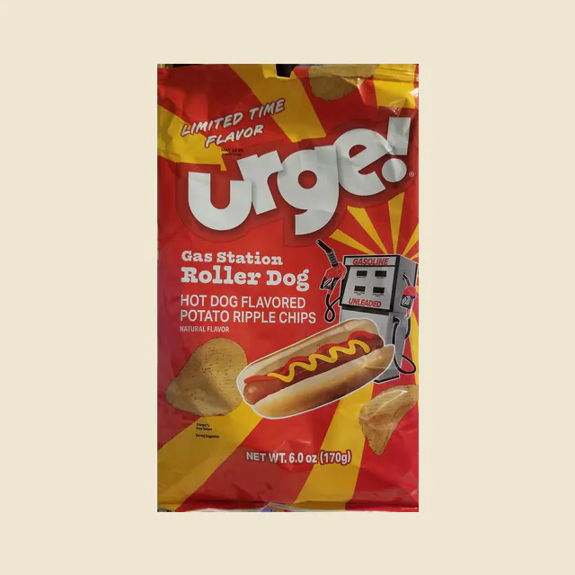 Urge!: Gas Station Roller Dog Hot Dog Flavored Potato Ripple Chips