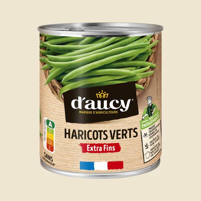 Haricots verts extra fins d'aucy 440g