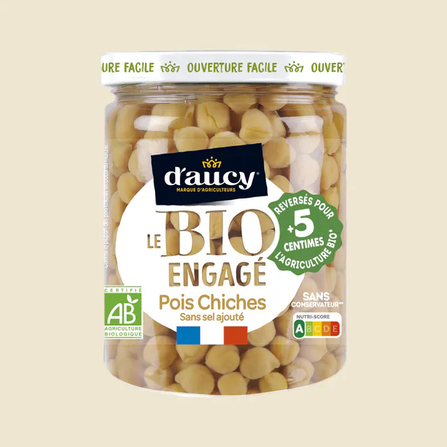 Pois chiches sans sel ajouté Bio engagé d'aucy 340g