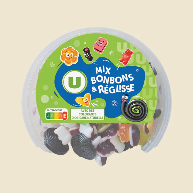Assortiment de bonbons gélifiés et réglisse aromatisés boîte de 600g