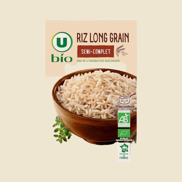 Riz long semi-complet étuvé 10 minutes paquet de 500g