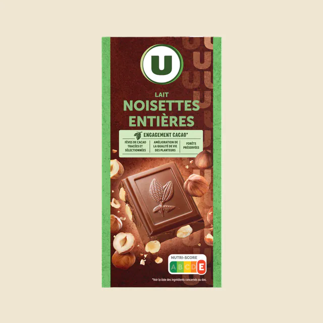 Chocolat au lait et aux noisettes entières Tablette de 200g