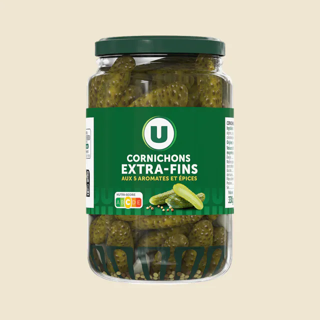 Cornichons extra-fins au vinaigre bocal de 185g