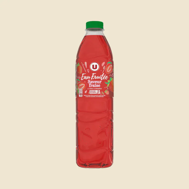 Boisson à base d'eau de source arômatisé au jus de Fraise 1,5L