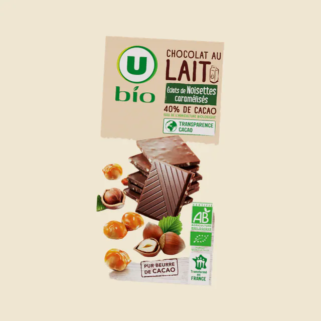 Tablette de chocolat au lait et noisettes caramélisées 100g