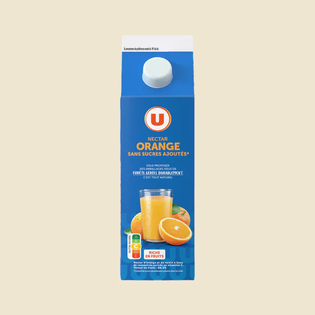 Nectar orange sans sucres ajoutés brique 2L