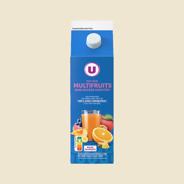 Nectar multifruits sans sucres ajoutés brique 2L