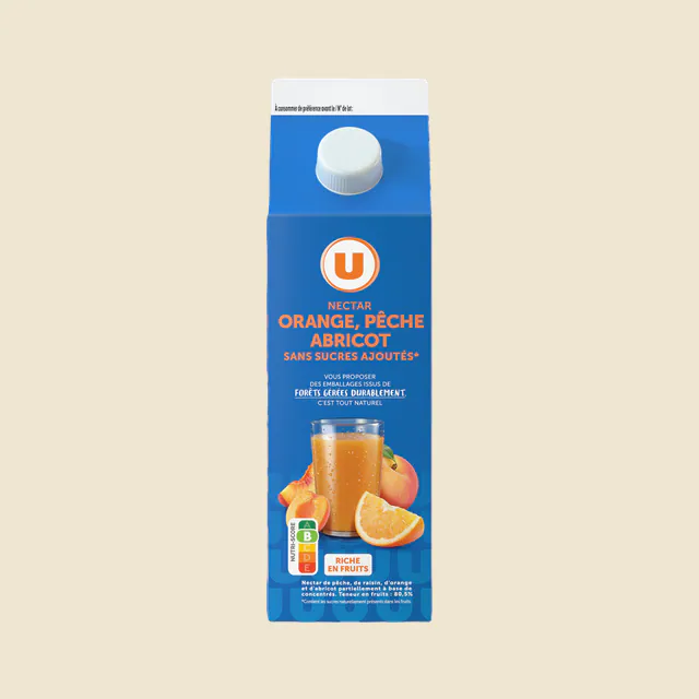 Nectar de fruits orange/pêche/abricot sans sucres ajoutés brique 2L