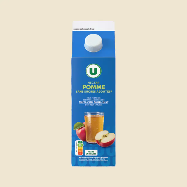 Nectar pomme sans sucres ajoutés brique 2L