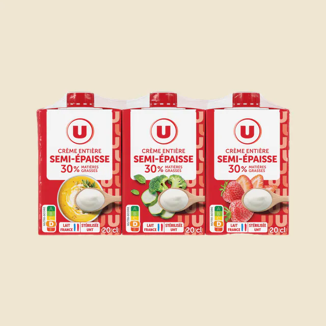 Crème semi-épaisse, 30%MG, Brique 3x20cl