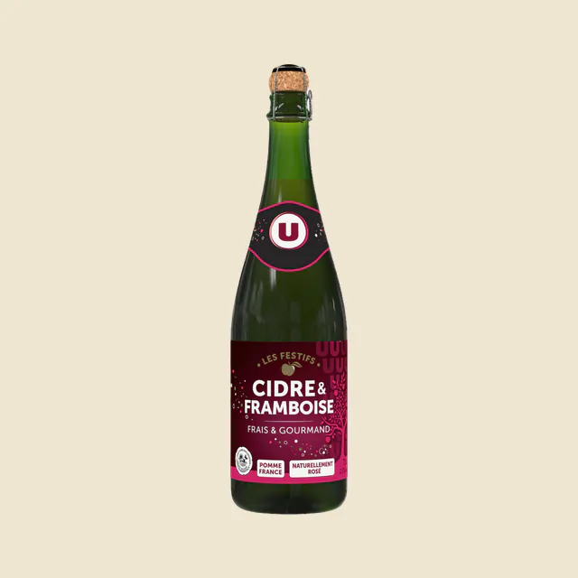Cidre framboise Les Festifs 2,5° bouteille verre 75cl