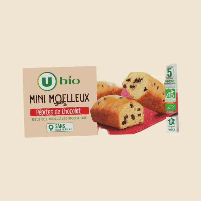 Gâteaux Mini moelleux bio aux pépites de chocolat 5 unités de 28g - 140g