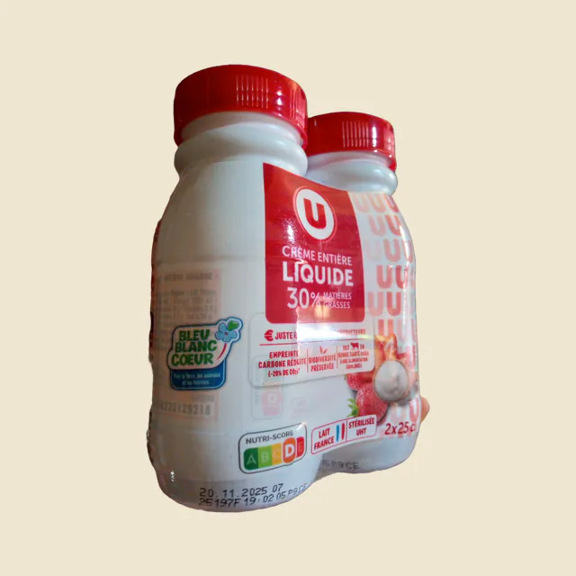 Crème entière liquide 30%MG