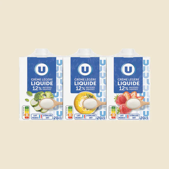 Crème légère liquide stérilisée T, 12%mg, 3x20cl