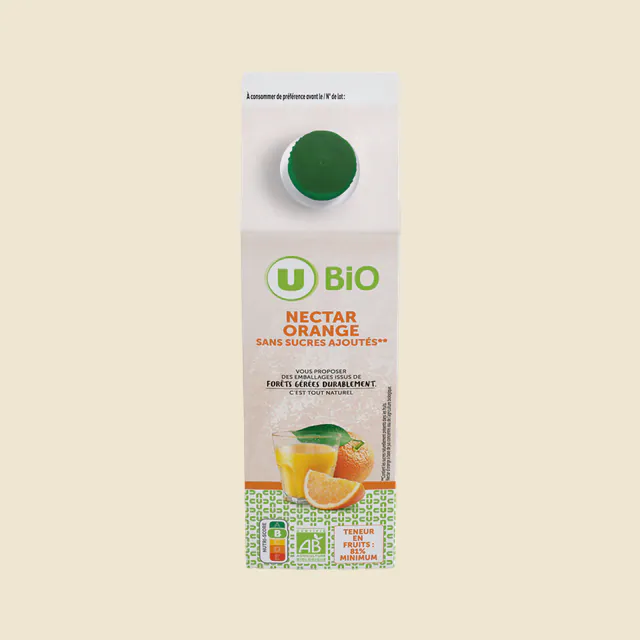 Nectar d'orange sans sucres ajoutés brique 1litre