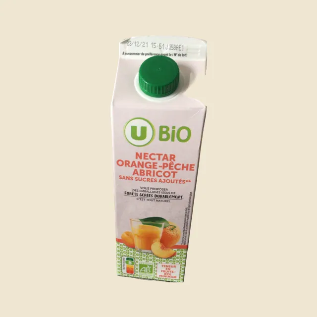 Nectar orange pêche abricot ss sucre ajoutés brique de 1 litre