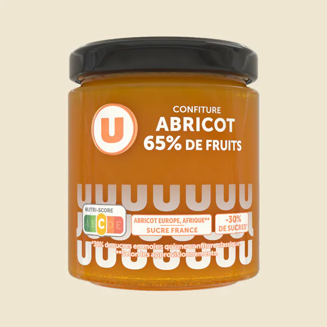Confiture abricot 65% de fruits, 320g