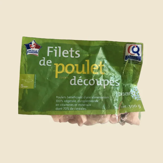 Filets de poulet découpés