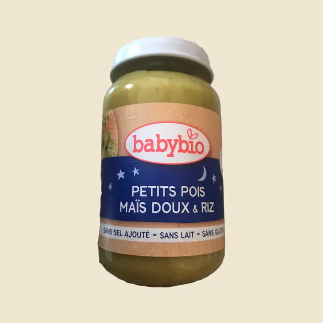 200G Petit Pot Bebe Menu Soir petits pois mais riz