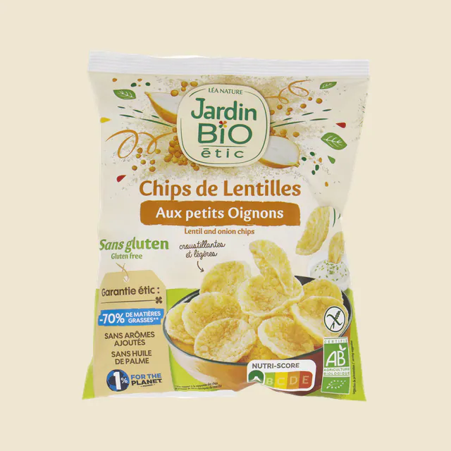 Chips de lentilles aux petits oignons
