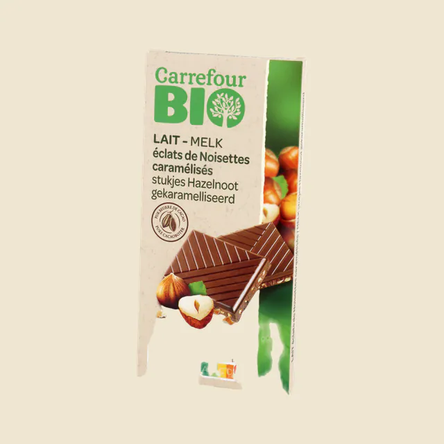 Carrefour Bio Milk Chocolate with Caramelized Hazelnut Flakes