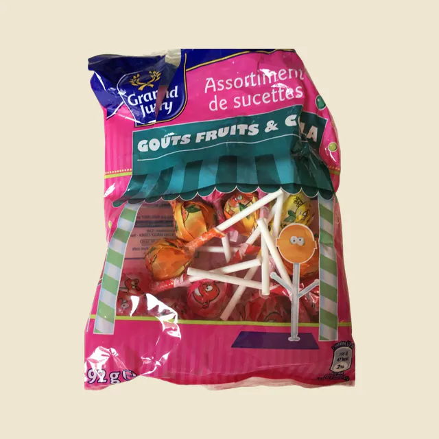 Assortiment de sucettes goût fruits & cola