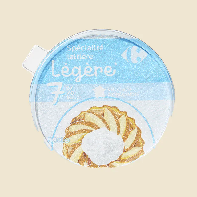 Spécialité laitière Légère* *La réduction du taux de matière grasse de ce produit est > à 30% par rapport au taux de matière grasse moyen des crèmes du marché.