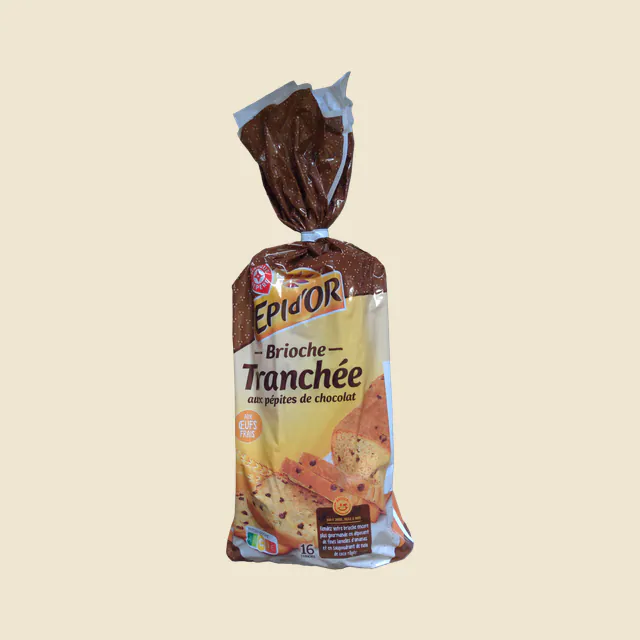 Brioche tranchée aux pépites de chocolat