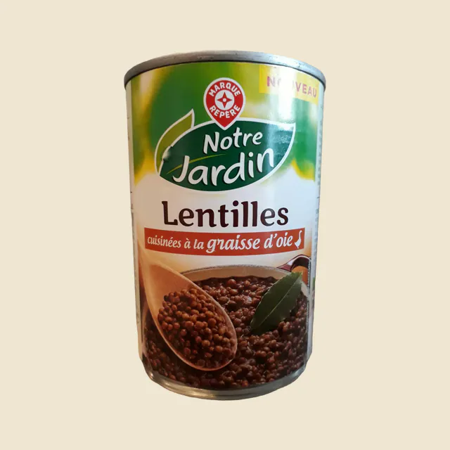 Lentilles cuisinées à la graisse d'oie