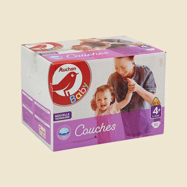 AUCHAN BABY : Couches taille 4+ x 90