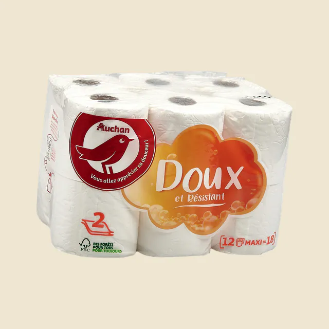 Papier toilette blanc, 2 plis, maxi