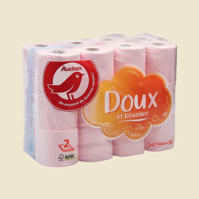 Papier toilette rose, 2 plis