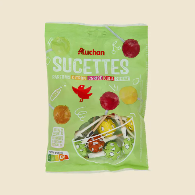 Sucettes - Parfums citron-Cerise-Cola-Pomme