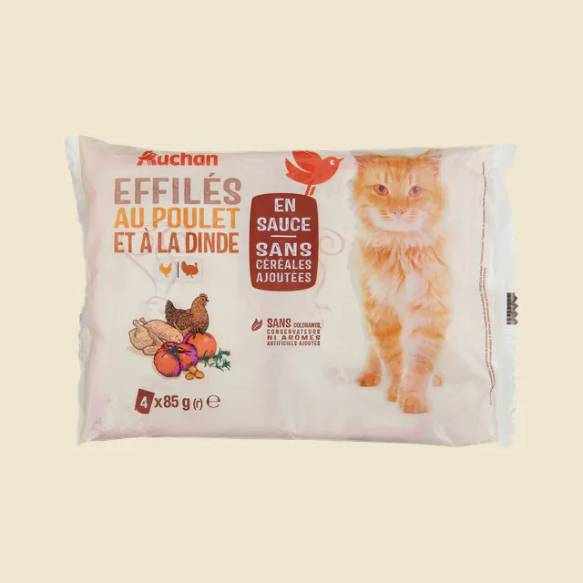 Effilés au poulet et à la dinde en sauce sans céréales ajoutées