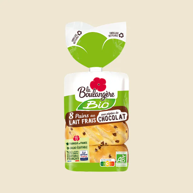 8 Pains au lait frais Bio aux pépites de chocolat 280g