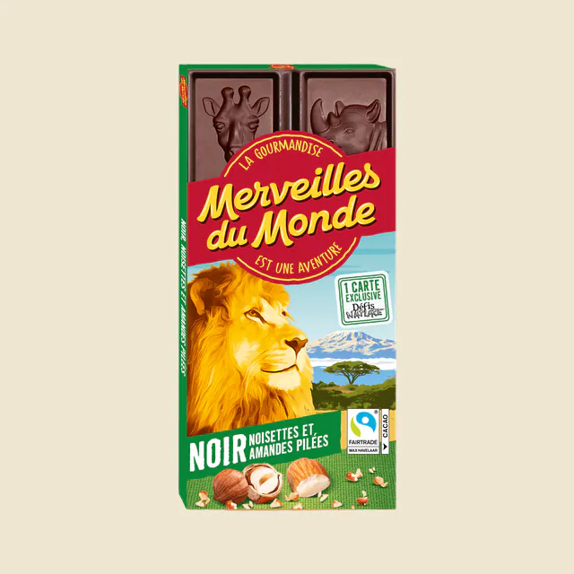 Tablette Noir noisettes et amandes pilées