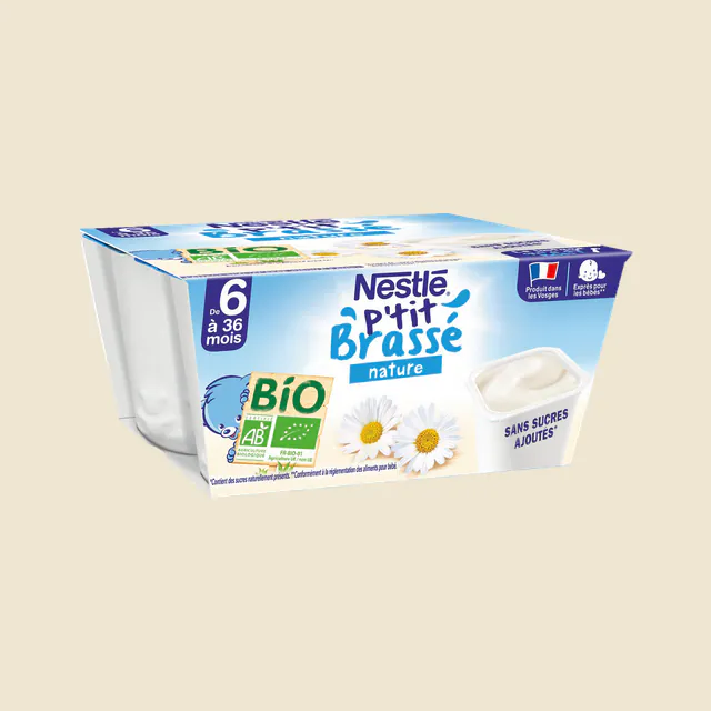 NESTLE P'TIT BRASSE BIO Nature 4 x 90g - Dès 6 mois