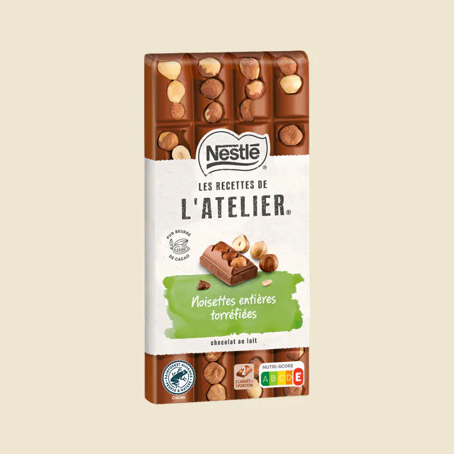 NESTLE L'ATELIERTablette Chocolat lait noisettes - 170g