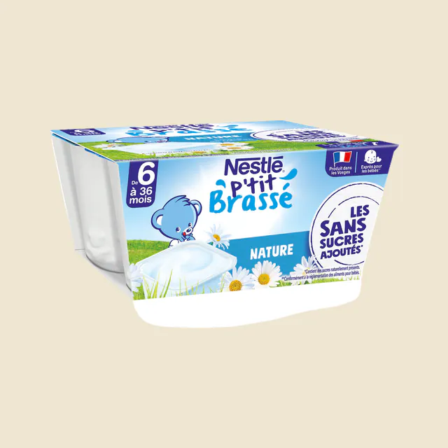 NESTLE P'TIT BRASSE Nature Sans Sucres Ajoutés 4x90g dès 6 mois