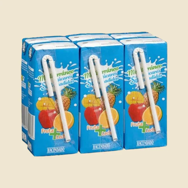 bebida refrescante mixta pasteurizada de zumo de frutas, zanahoria y leche