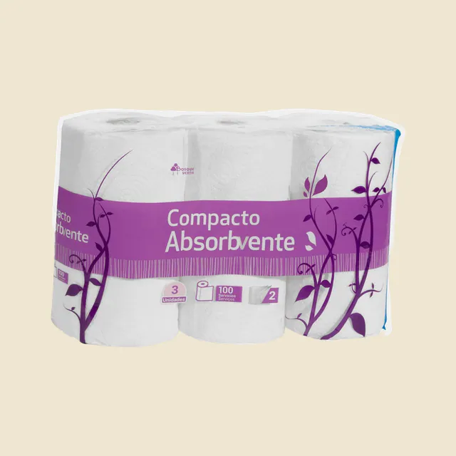 Papel de cocina compacto absorbente
