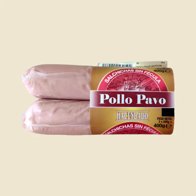 Salchichas cocidas de pollo y pavo sabor ahumado