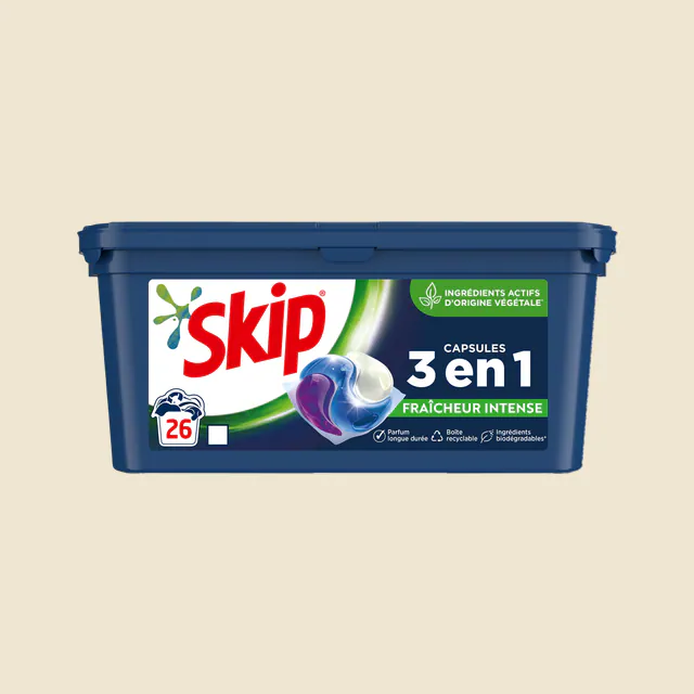 Skip Lessive Capsules 3-en-1 Fraîcheur Intense 26 Lavages